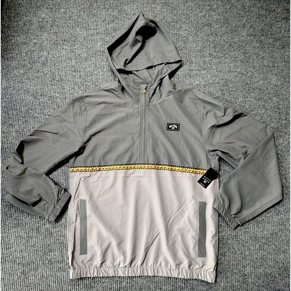 Billabong Rockies Anorak Men Size Medium Half Zip Windbreaker Jacket Gray NEW